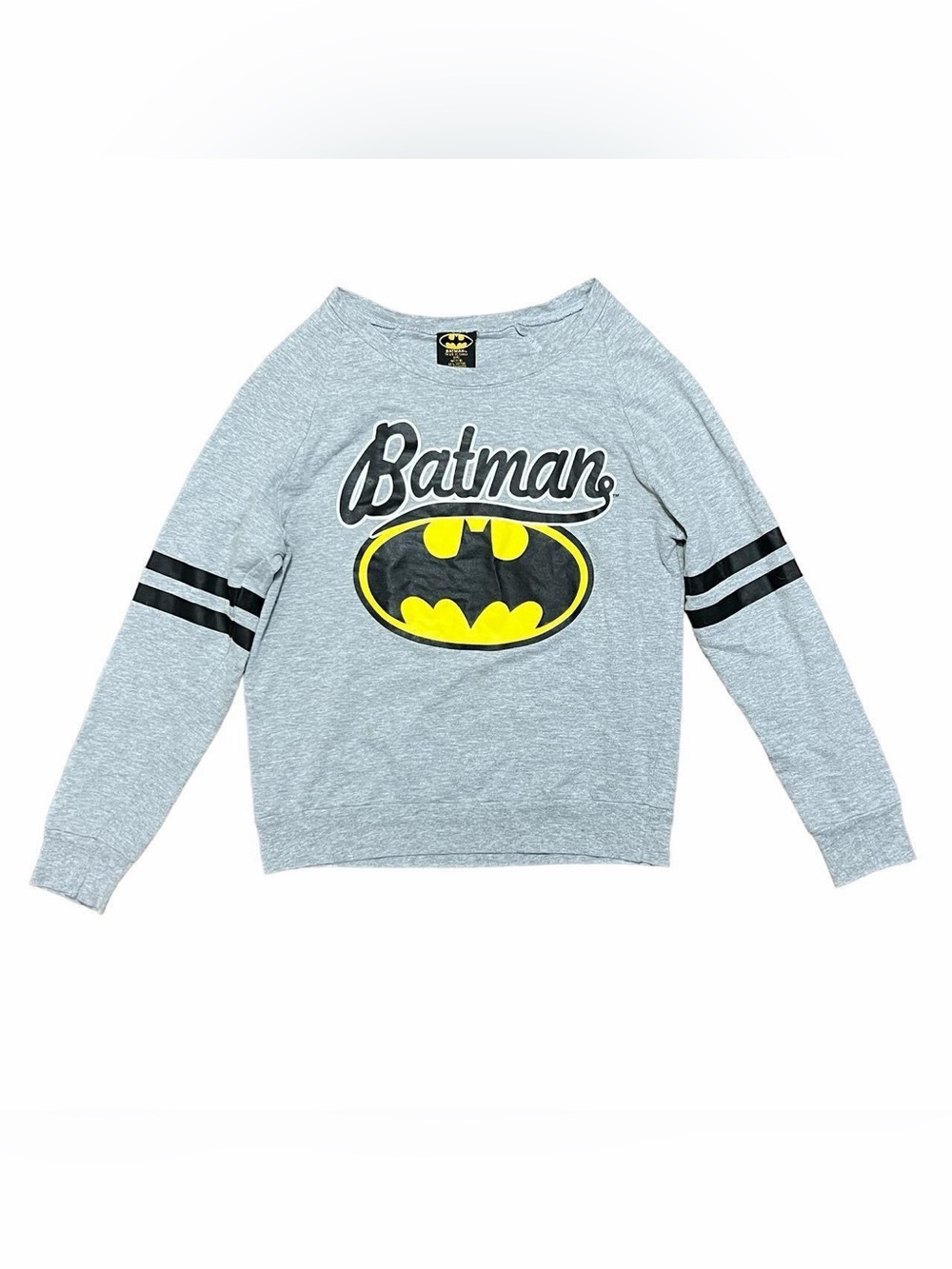 Batman DC Comics French Terry Long Sleeve Shirt Gray Size Medium